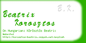 beatrix korosztos business card